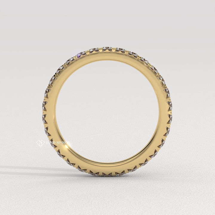  Channel-set diamond wedding band, Bezel-set diamond wedding band, Shared prong diamond wedding band, Half-eternity diamond wedding band, Full-eternity diamond wedding band, 