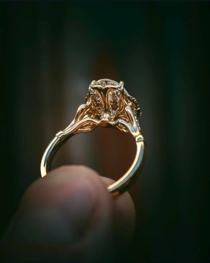 Handcrafted Jewelry, Conflict Free, Bridal Jewelry, Wedding Ring, Heirloom Quality, Gold Moissanite Ring,