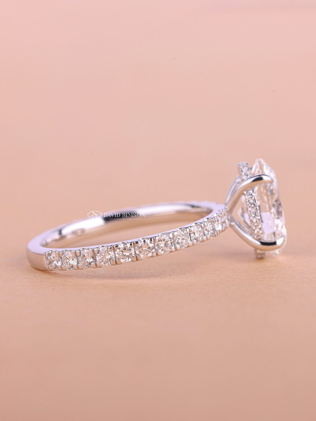 Made-to-order engagement ring, Personalized engagement ring, Exclusive engagement ring, Engraved engagement ring, Halo diamond engagement ring, 