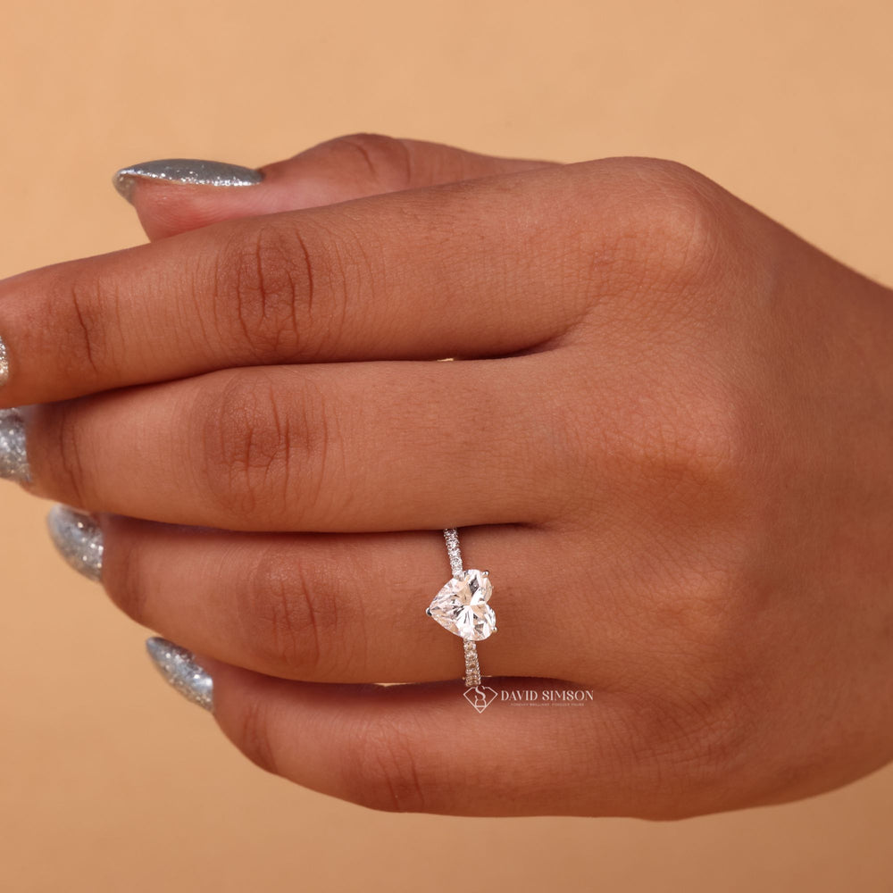 Pave Heart Solitaire Ring
14K Gold Heart Moissanite
Ethical Heart Engagement Ring
