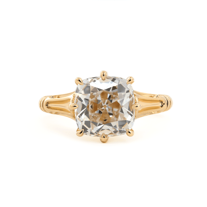 Old World Cushion Cut
Hand Cut Diamond Ring
Regal Engagement Ring
Victorian Style Ring
