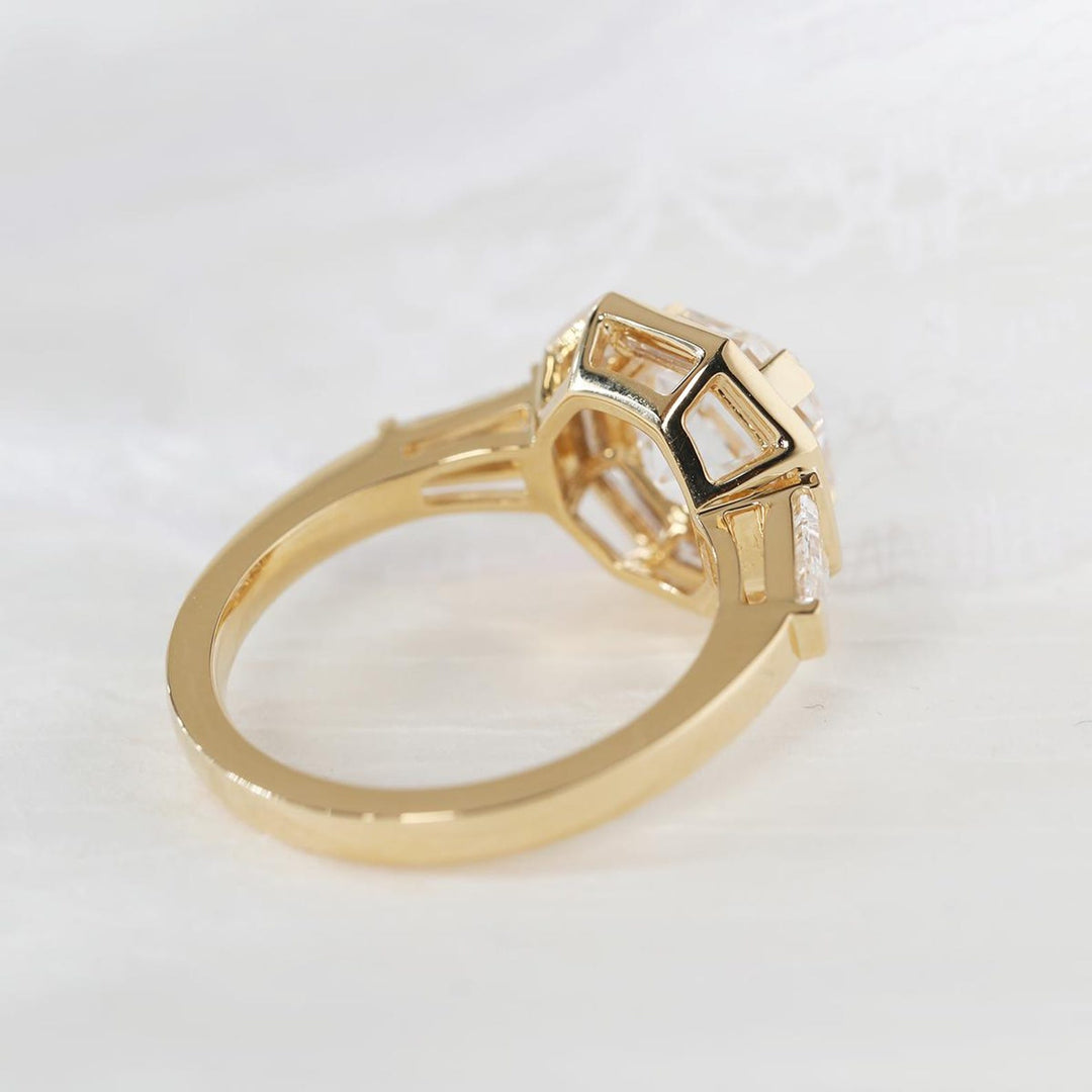 Architectural Ring
Handcrafted Halo Ring
Moissanite Anniversary
Unique Shape Ring
Hexagon Wedding Ring
Sparkling Side Stones
Affordable Luxury Ring
Vintage Hexagon Style
