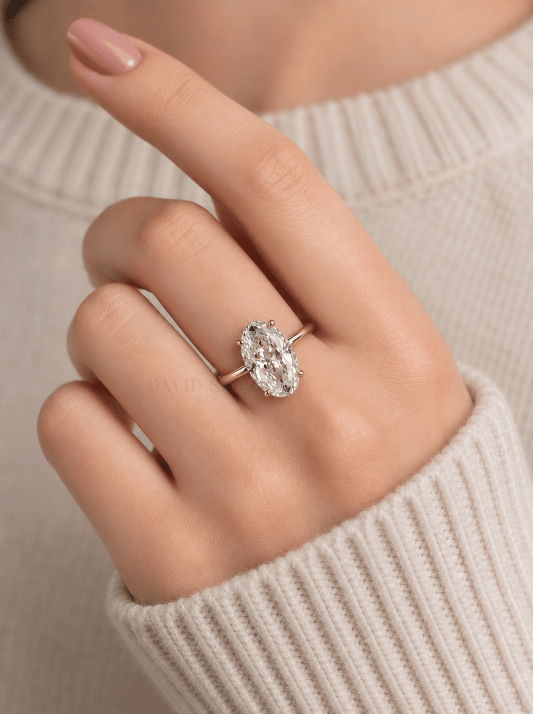 Hailey Bieber Engagement Ring – Oval Hidden Halo Diamond