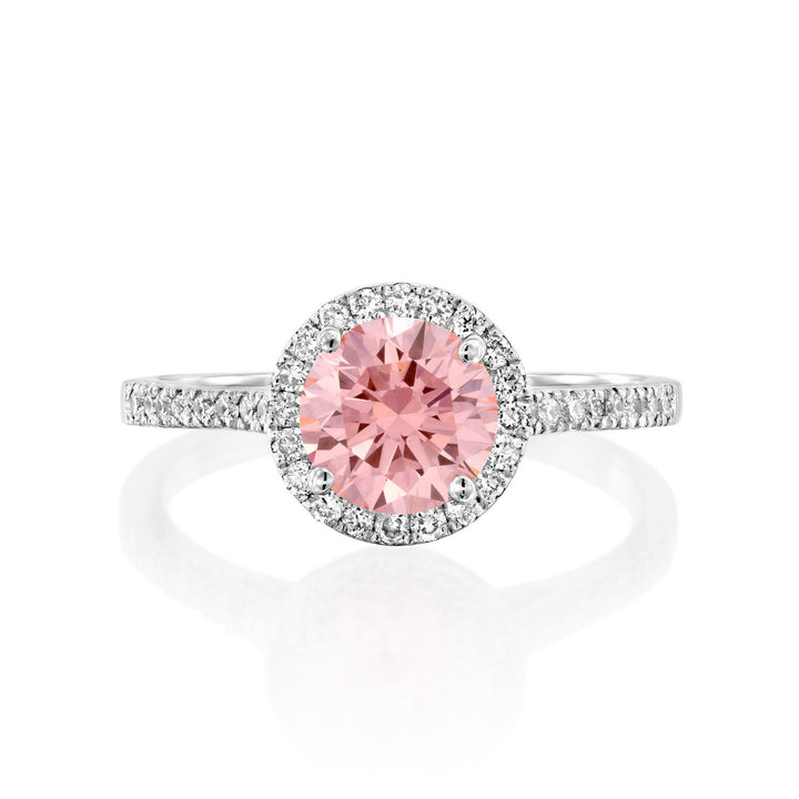 Eco Friendly Engagement
Unique Pink Ring
Modern Round Ring
Lab Created Moissanite
Alternative Bridal
Ethical Luxury Ring
