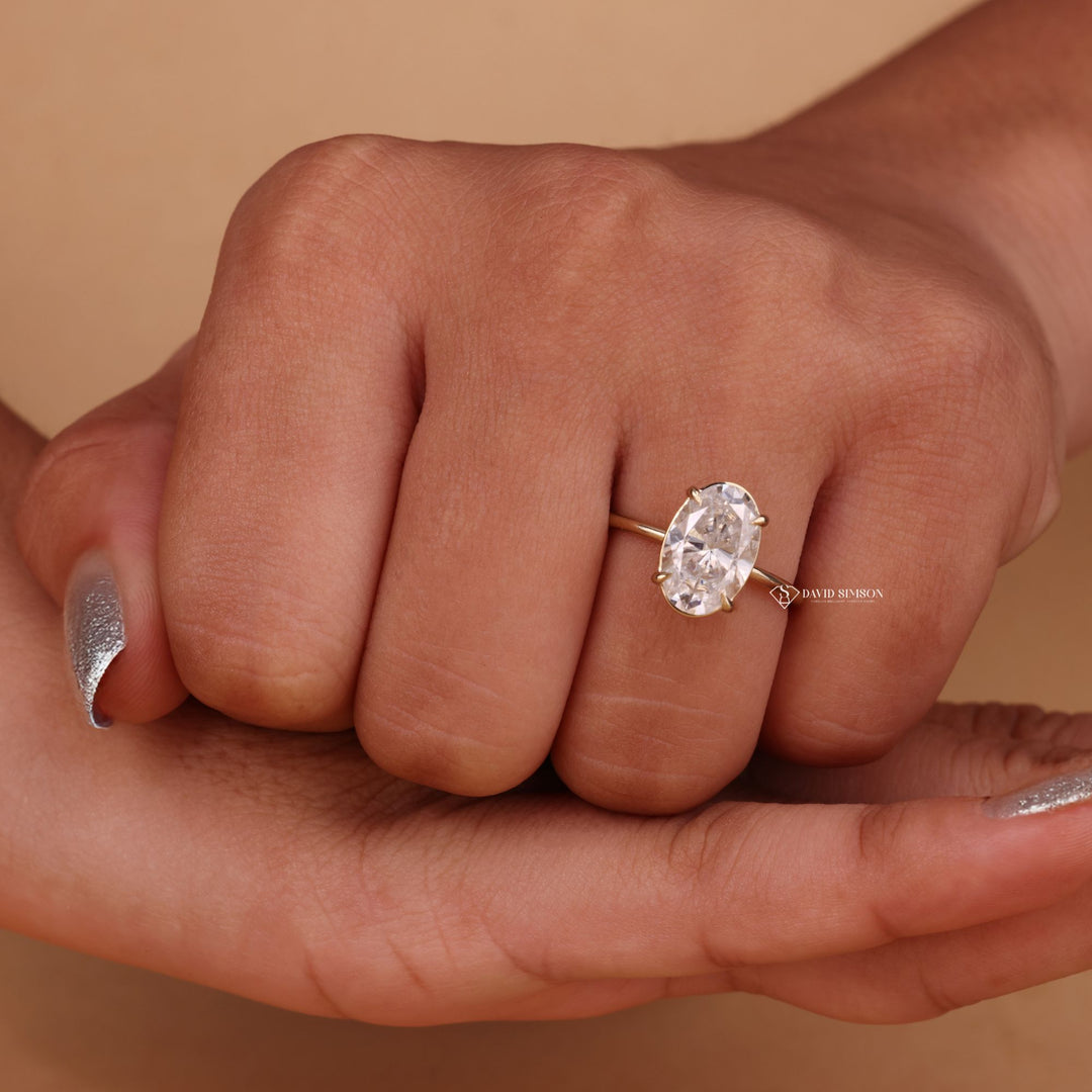Moissanite Wedding Ring
Bridal Solitaire Oval Ring
Hidden Halo Oval Ring