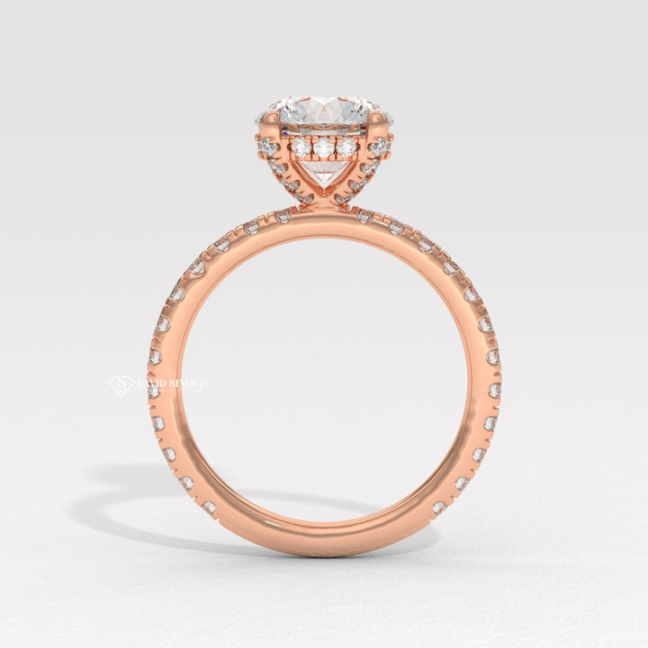 Hidden halo vs traditional halo rings, Hidden halo diamond ring in white gold, Unique hidden halo rings for women, 