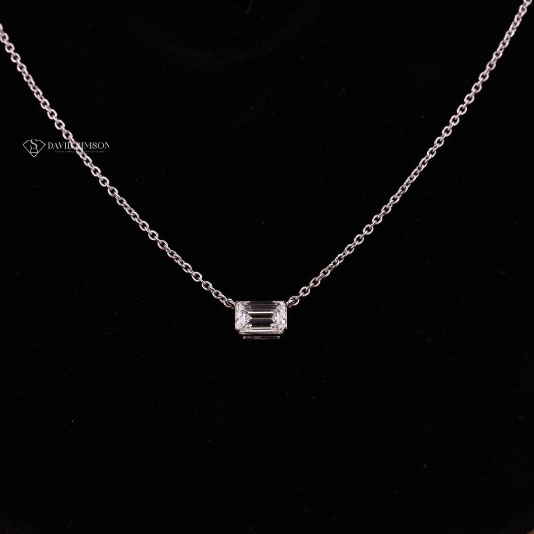 East West Emerald
Emerald Cut Necklace
Horizontal Emerald Pendant
Solitaire Emerald Necklace
Sideways Emerald Cut