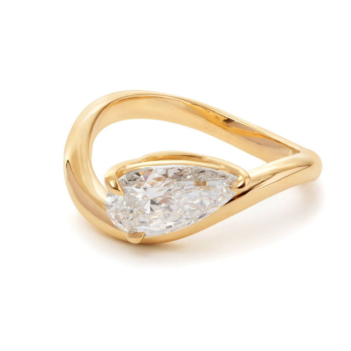 Ethical Diamond JewelryIGI Certified Lab DiamondTeardrop Diamond RingAlternative Engagement RingLarge Carat Lab DiamondLow Profile SolitaireStackable Engagement Ring