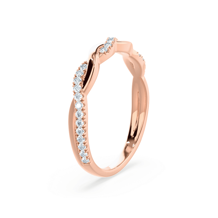 0.20 CT Round Shaped Moissanite Twisted Style Wedding Band