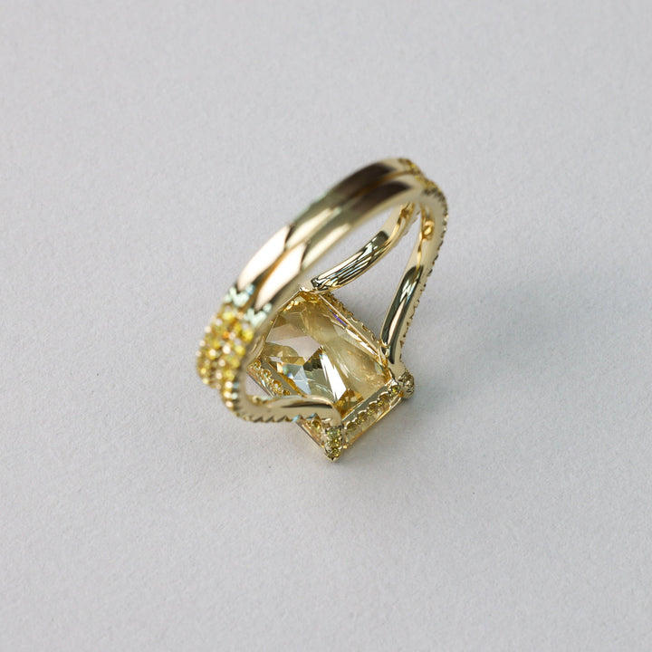 Jewelry, Fancy Color Moissanite, Radiant Cut Diamond, Yellow Sparkle, Modern Engagement,