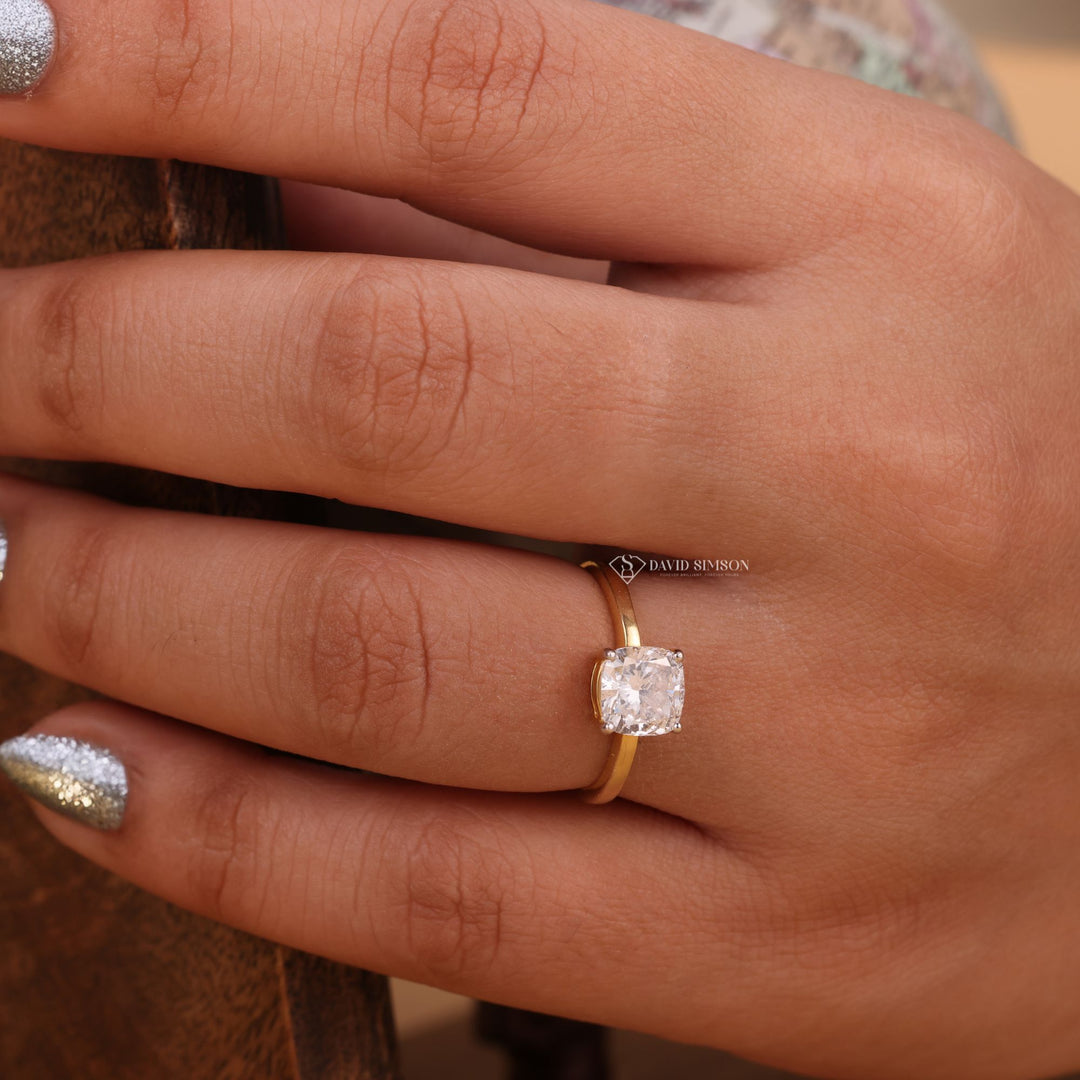 14K White Gold Cushion Ring
18K Yellow Gold Solitaire Ring
Rose Gold Cushion Moissanite
