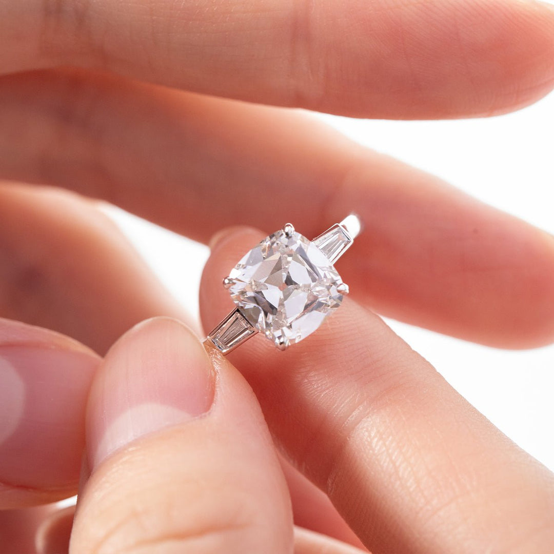 Deep Fire Lab DiamondEco-Friendly Vintage RingPast Present Future RingChunky Facet Diamond Ring