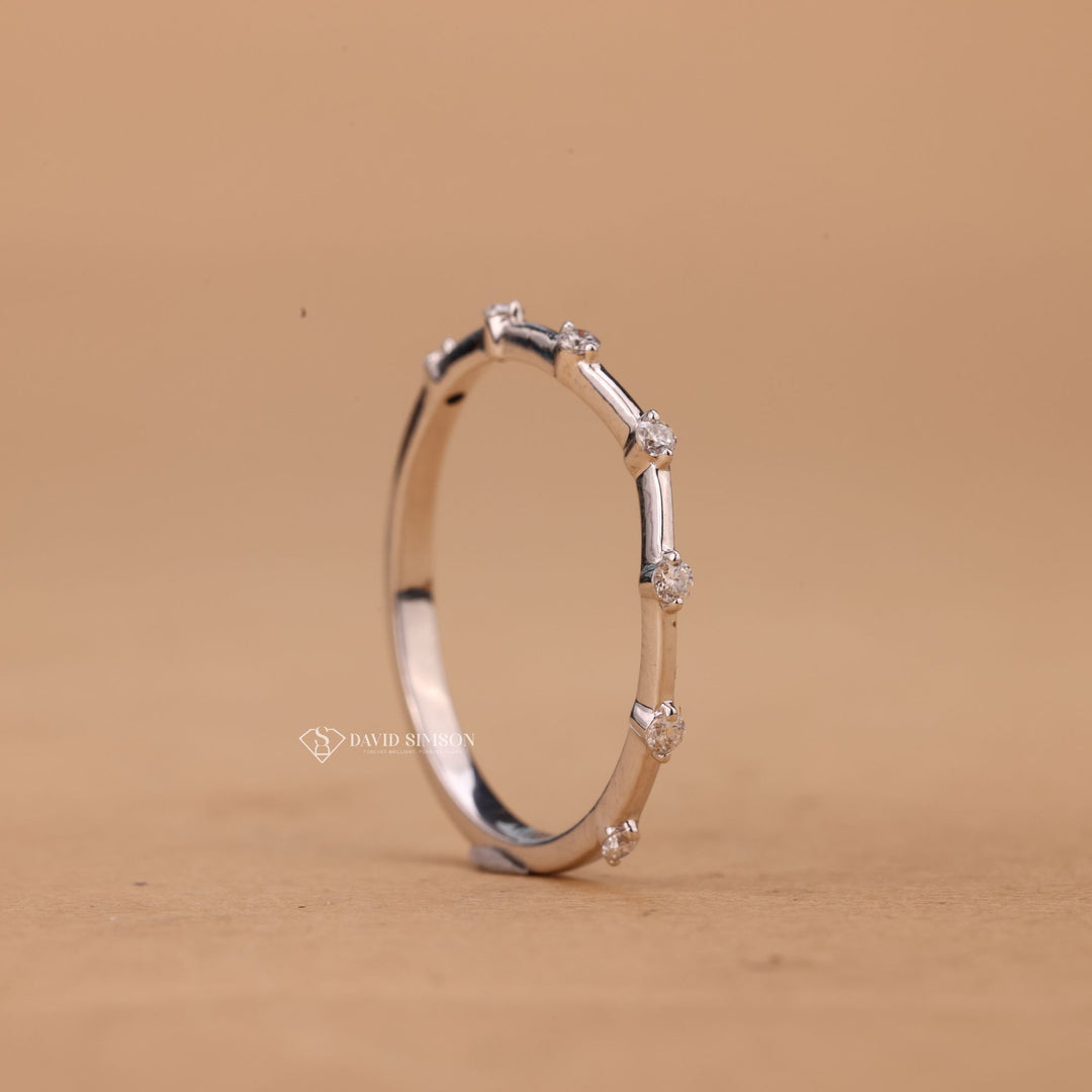 Lab Grown Diamond Alternative, Stackable Wedding Band, Dainty Eternity Ring, Anniversary Band, 