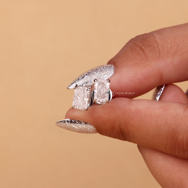 Lab Grown Diamond Studs, Radiant Cut Jewelry, Solitaire Diamond Earrings, 14k Gold Diamond Studs, 18k Gold Diamond Studs, Luxury Diamond Earrings, 