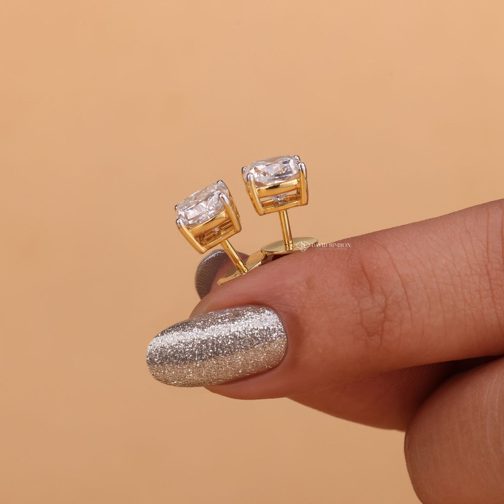 Lab Grown Moissanite, 14K Gold Studs, Sterling Silver Earrings, D Color Moissanite, VVS1 Moissanite, 
