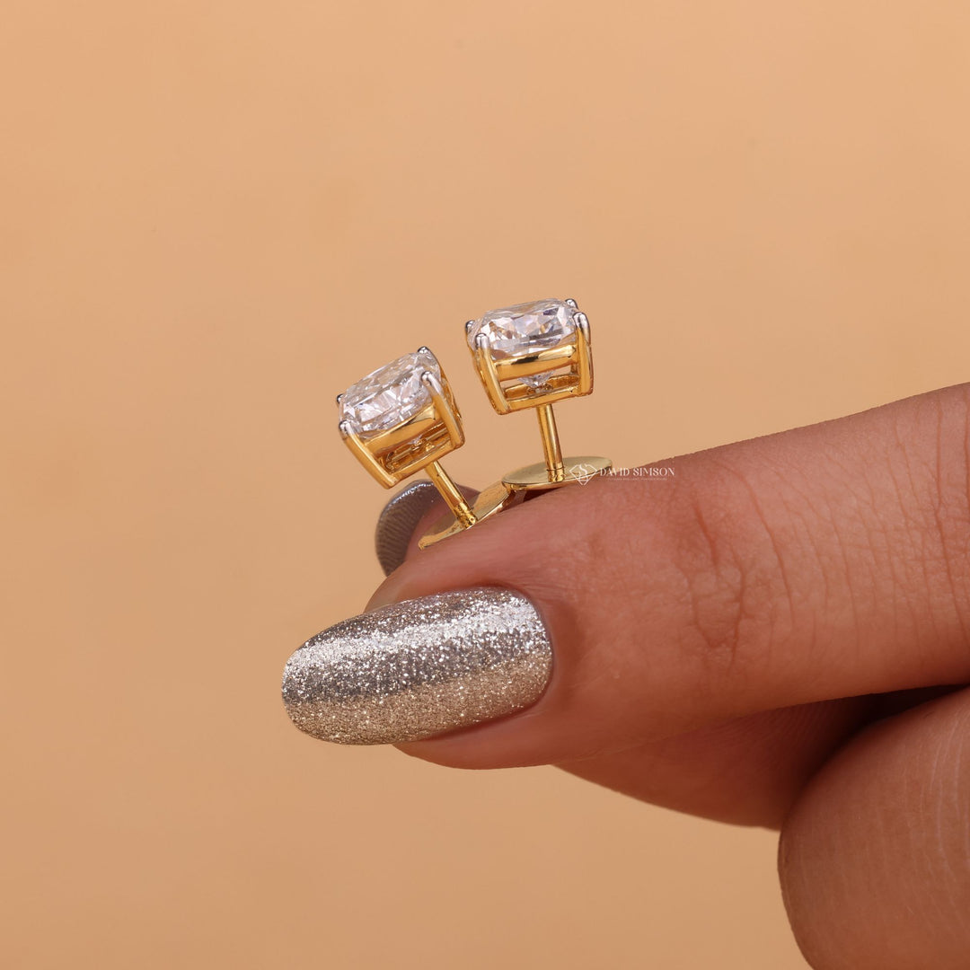 Lab Grown Moissanite, 14K Gold Studs, Sterling Silver Earrings, D Color Moissanite, VVS1 Moissanite, 