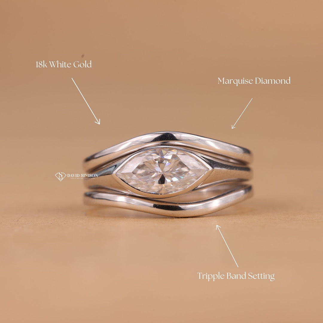 Horizontal Marquise Ring
Unique Engagement Ring
Marquise East West
Double Plain Band
Modern Engagement Ring
Minimalist Bridal Jewelry
East West Marquise
1.50CT Marquise Ring
Split Shank Style
