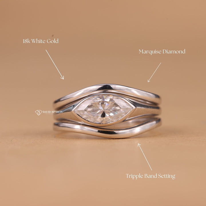 Horizontal Marquise Ring
Unique Engagement Ring
Marquise East West
Double Plain Band
Modern Engagement Ring
Minimalist Bridal Jewelry
East West Marquise
1.50CT Marquise Ring
Split Shank Style
