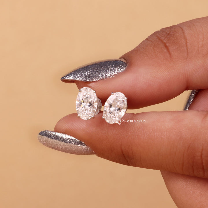 Lab Grown Moissanite Studs, Solitaire Moissanite Earrings, Oval Shape Studs, Dainty Moissanite Earrings, 