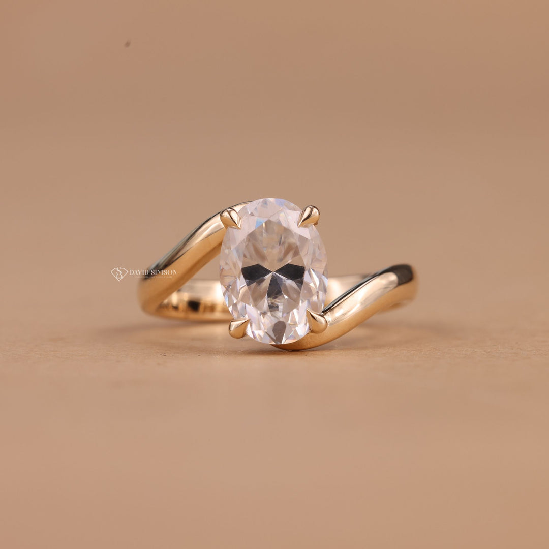 14K Gold Bypass Ring
18K Gold Oval Ring
Platinum Bypass Solitaire
D Color Oval Moissanite
VVS1 Moissanite Bypass