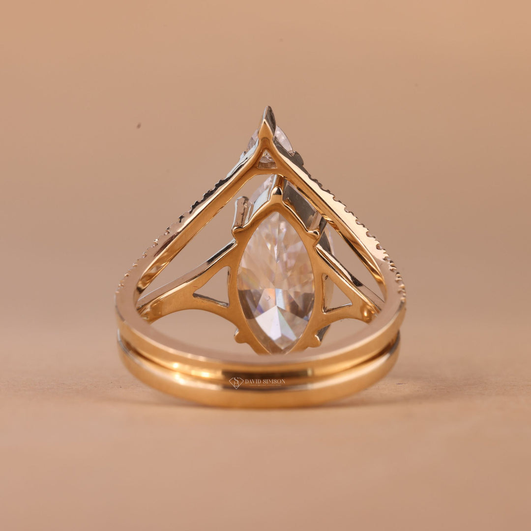 Marquise Cut Split Shank
Large Marquise Diamond Ring
Matching Curved Wedding Band
4 Carat Marquise Diamond
Unique Split Shank Ring
