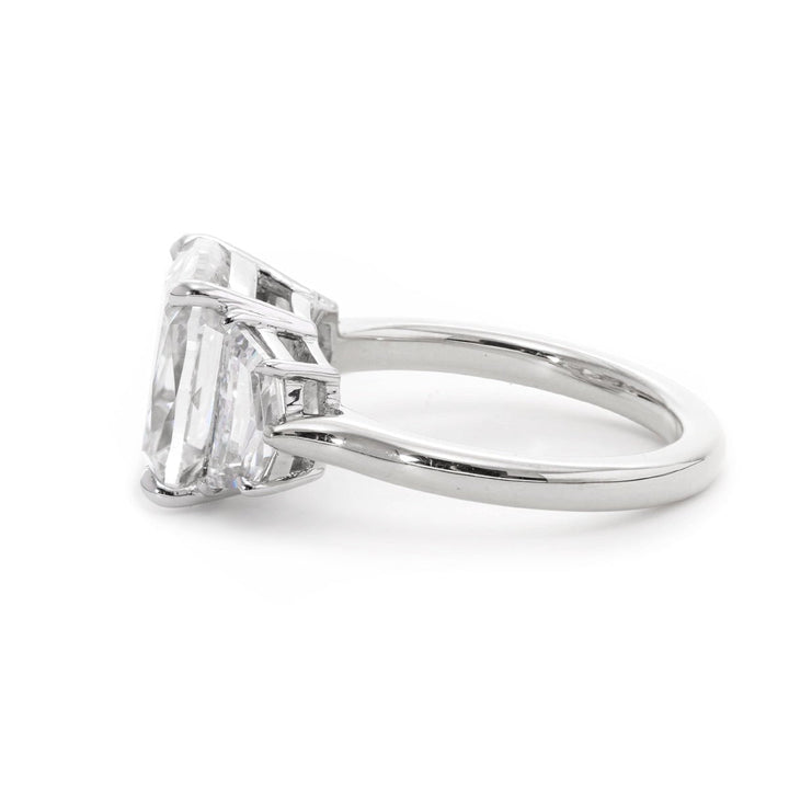 5 Carat Elongated Old Mine Cushion Diamond4.5ct Old Mine Cut Three Stone RingElongated Cushion Cut Diamond TrilogyAntique Style Elongated Cushion Ring