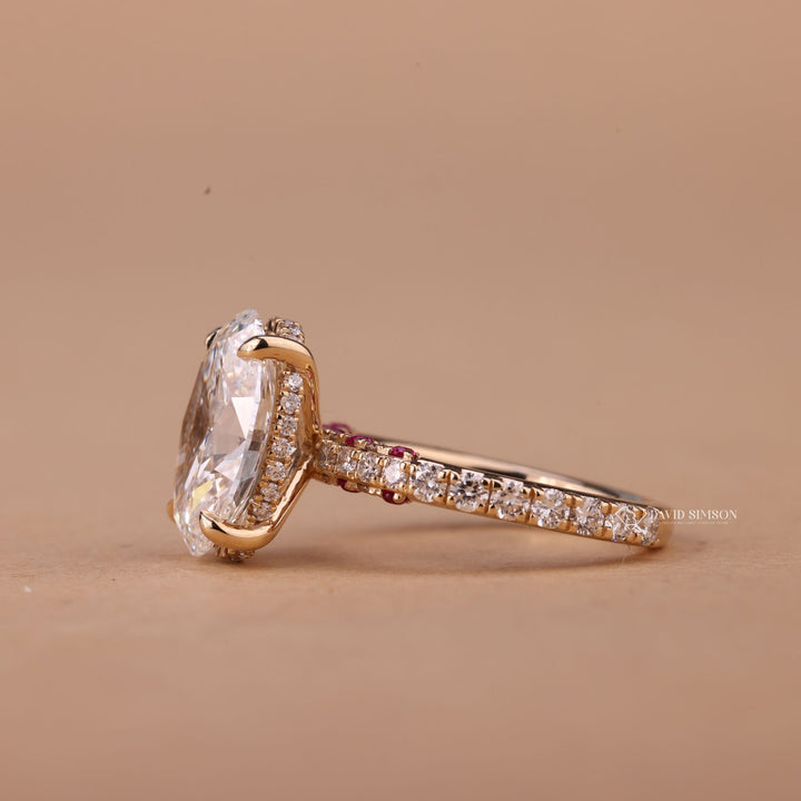 Oval Hidden Halo
Moissanite Diamond Ring
Crushed Ice Oval
