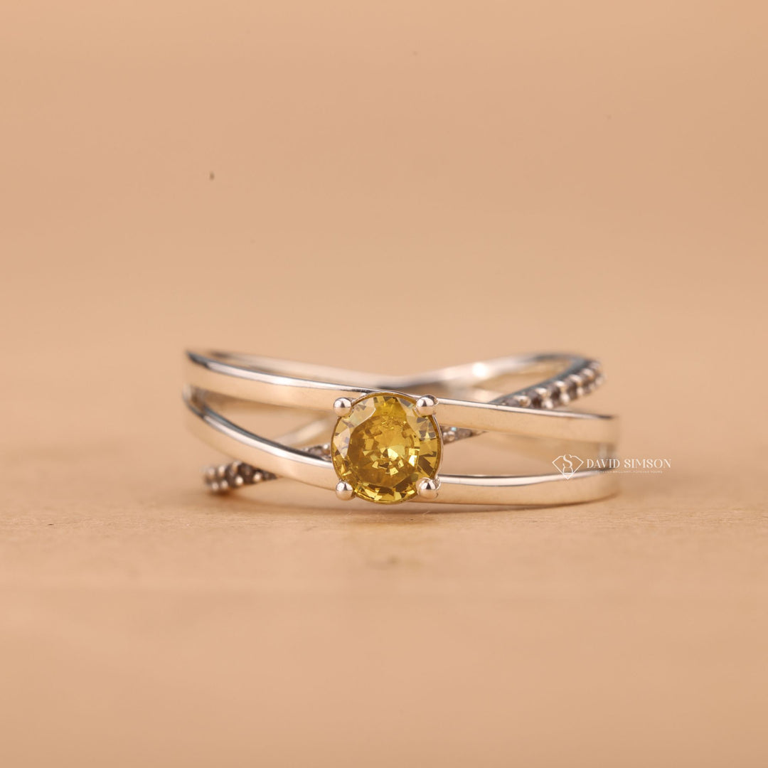  Alternative Engagement Ring, Round Solitaire Split Shank, Luxury Bridal Ring, Conflict Free Diamond,