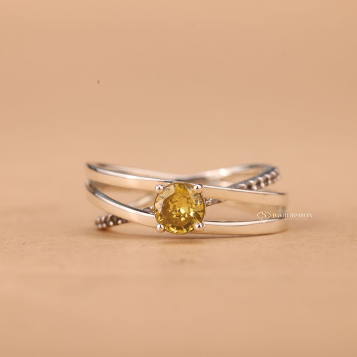  Alternative Engagement Ring, Round Solitaire Split Shank, Luxury Bridal Ring, Conflict Free Diamond,