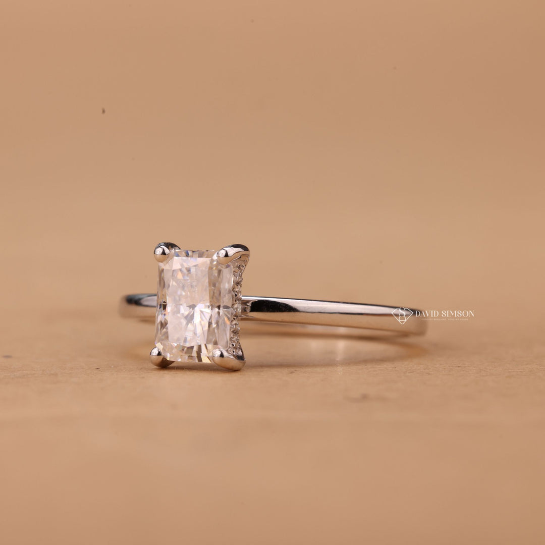 Luxury Moissanite Ring, Ethical Engagement Ring, Personalized Bridal Ring, Radiant Halo Jewelry, 