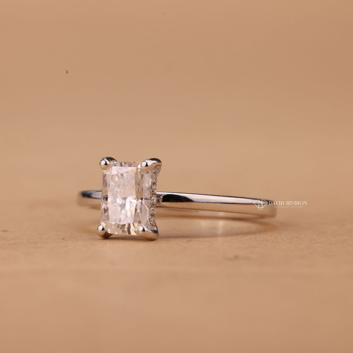 Luxury Moissanite Ring, Ethical Engagement Ring, Personalized Bridal Ring, Radiant Halo Jewelry, 