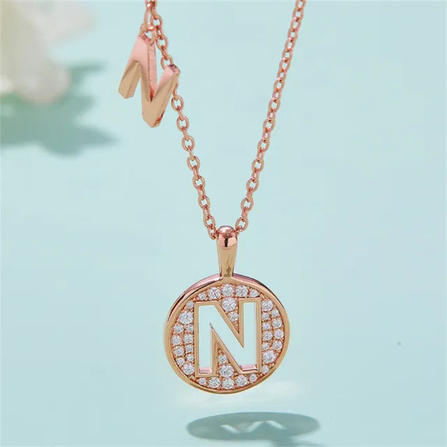 " N " Letter Moissanite Diamond Necklace for Women