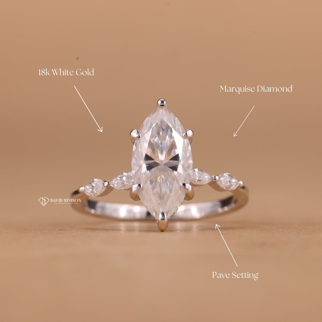 Ethical Moissanite Ring
Conflict Free Marquise
Handcrafted Pave Ring
Modern Marquise Solitaire
Marquise Wedding Ring