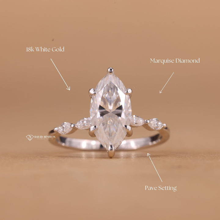 Ethical Moissanite Ring
Conflict Free Marquise
Handcrafted Pave Ring
Modern Marquise Solitaire
Marquise Wedding Ring
