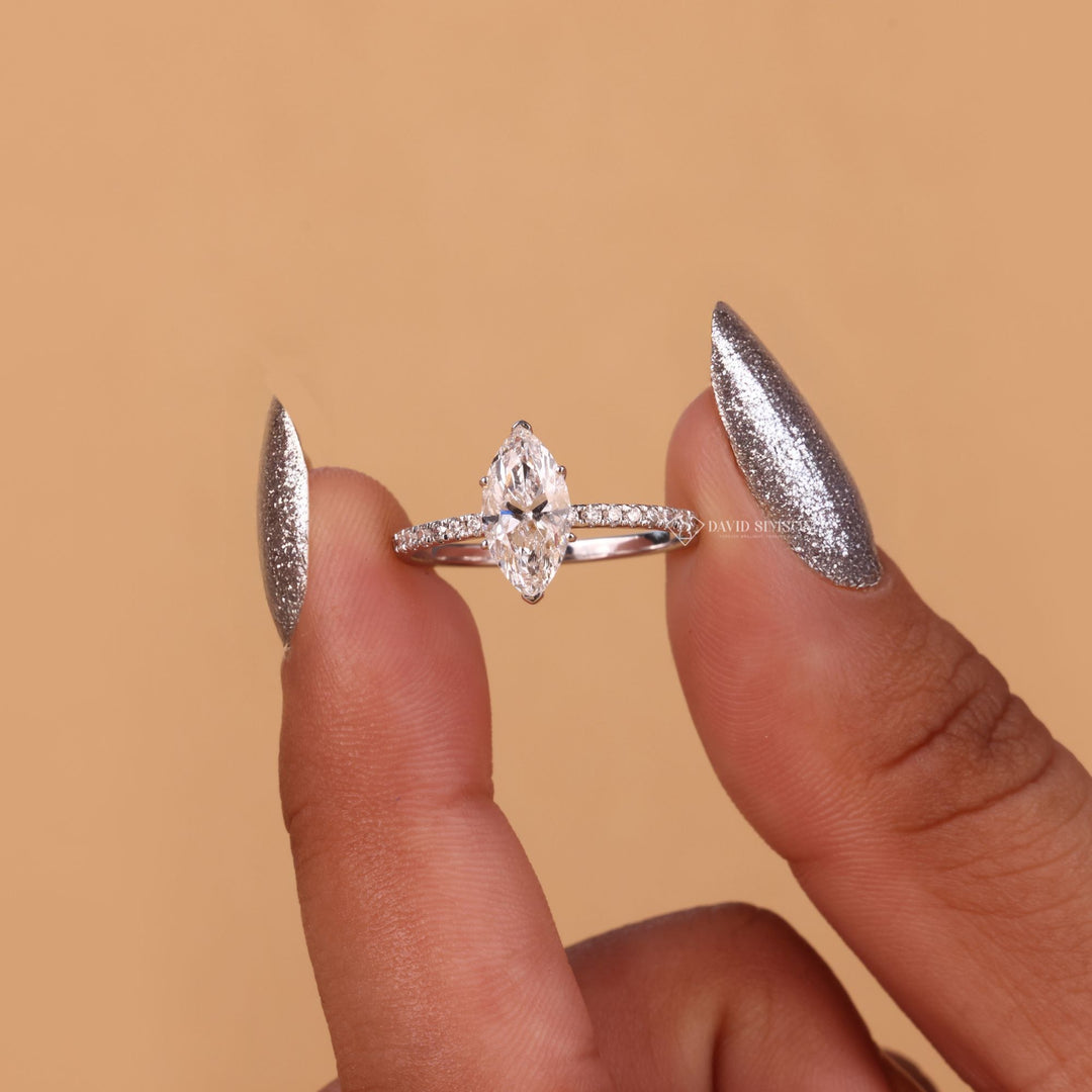 Marquise Cut Moissanite Ring
Marquise Pave Engagement Ring
Marquise Diamond Alternative
