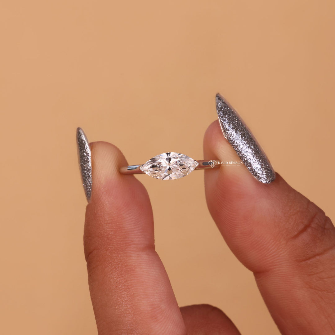 East west marquise ring
Marquise moissanite ring
Horizontal marquise ring
