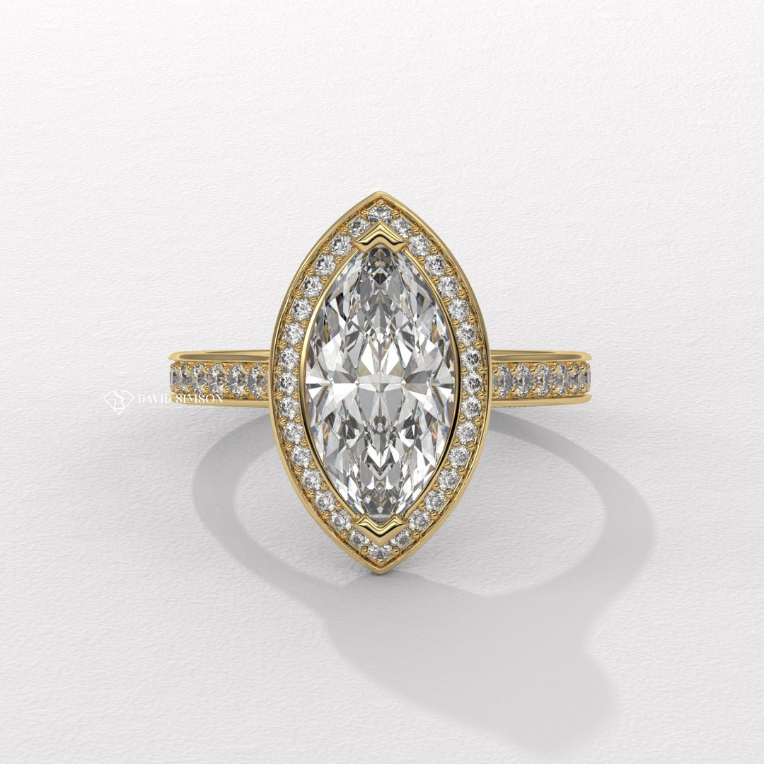 Marquise modern engagement ring, Marquise three-stone engagement ring, Marquise side stone engagement ring, Marquise cathedral engagement ring