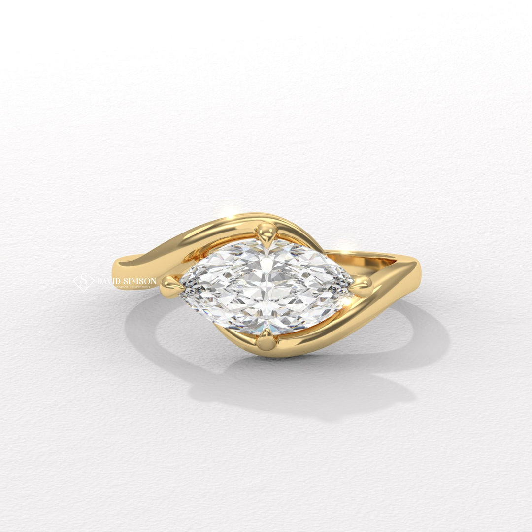 Marquise engraved engagement ring, Marquise halo diamond engagement ring, Marquise solitaire diamond engagement ring, Marquise unique diamond engagement ring,