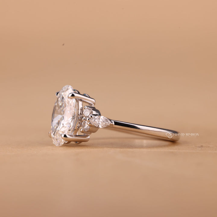 3.0CT-4.0CT Oval Cut Moissanite Diamond Cluster Engagement Ring