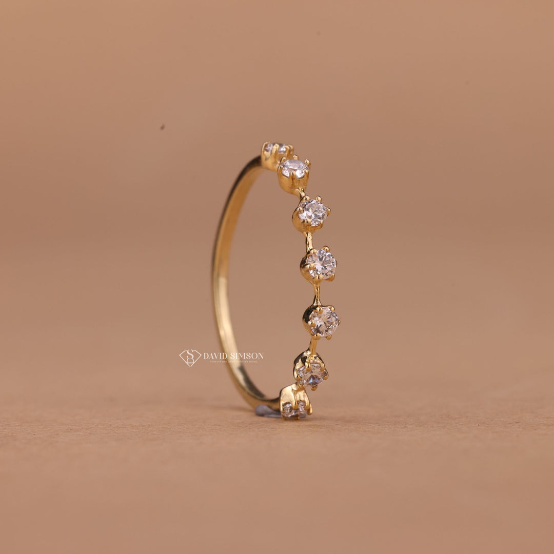 Round Cut Moissanite Diamond Petite Wedding Band