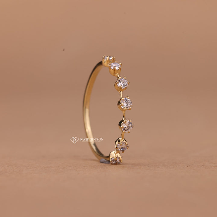 Round Cut Moissanite Diamond Petite Wedding Band