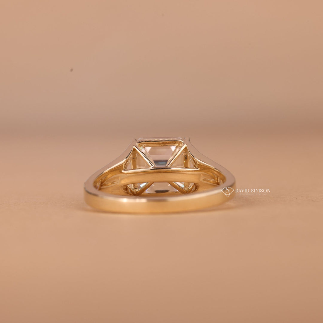 2.50CT-3.50CT Asscher Cut Moissanite Diamond Split Shank Engagement Ring