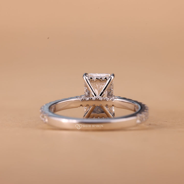 3.50CT-4.50CT Radiant Cut Moissanite Hidden Halo Diamond Engagement Ring