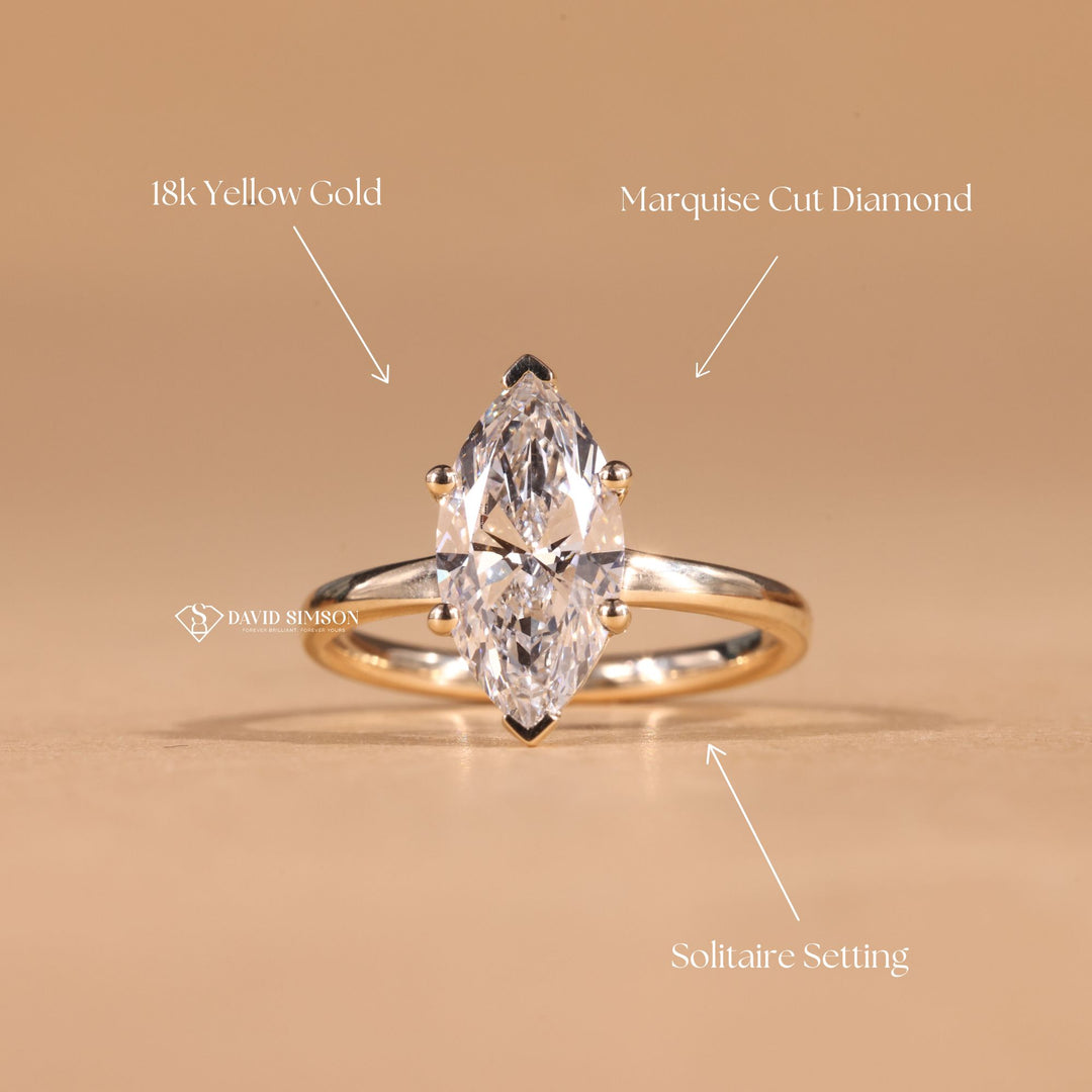 Handmade Moissanite Ring, Dainty Marquise Ring, Minimalist Solitaire Ring, Classic Engagement Ring, Marquise Diamond Alternative, Anniversary Gift for Her, Promise Ring for Women,