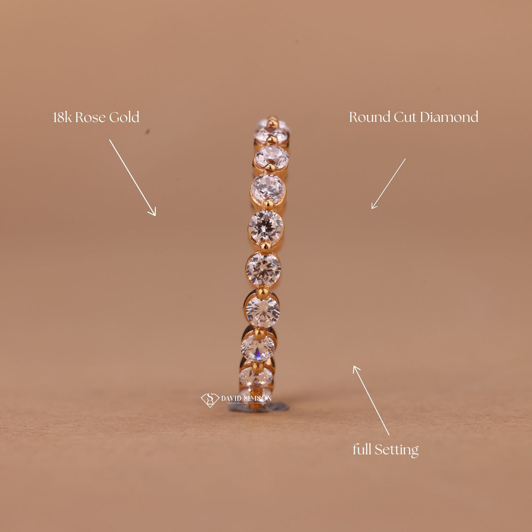 Round Cut Moissanite Diamond Floating Bubble Wedding Band