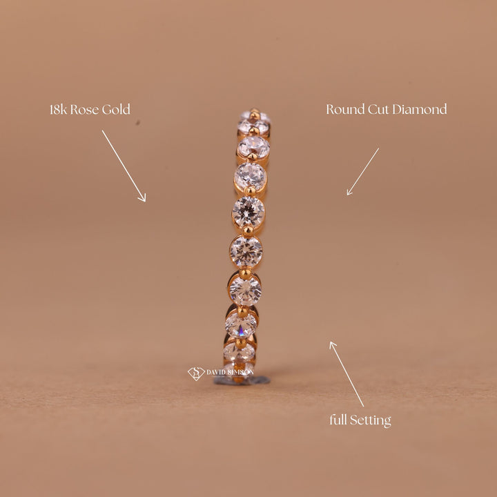 Round Cut Moissanite Diamond Floating Bubble Wedding Band