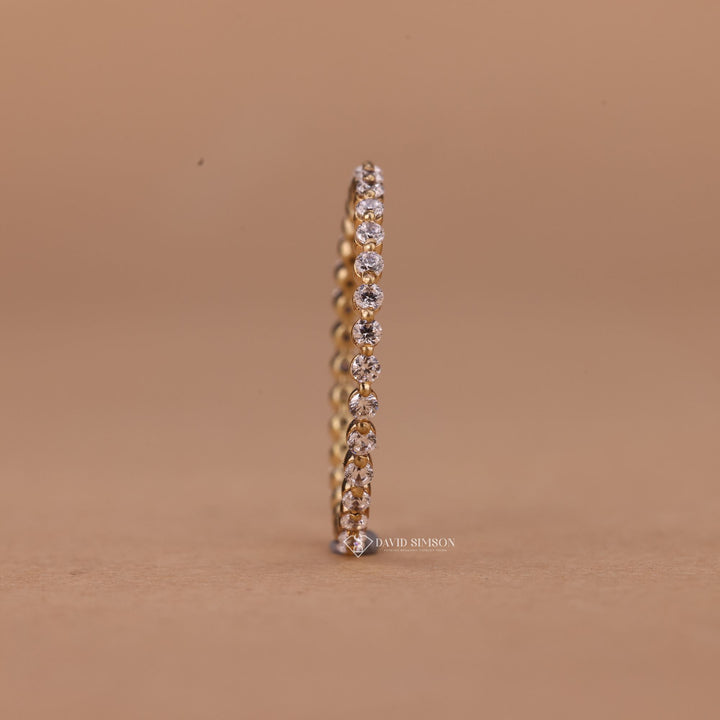 Round Cut Moissanite Diamond Floating Bubble Eternity Wedding Band