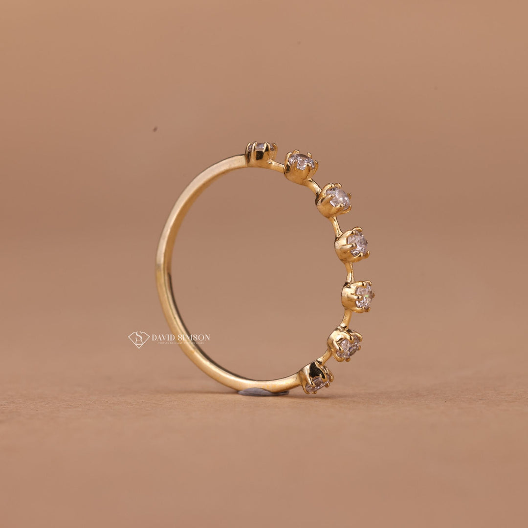 Round Cut Moissanite Diamond Petite Wedding Band