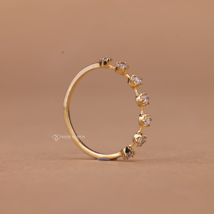 Round Cut Moissanite Diamond Petite Wedding Band
