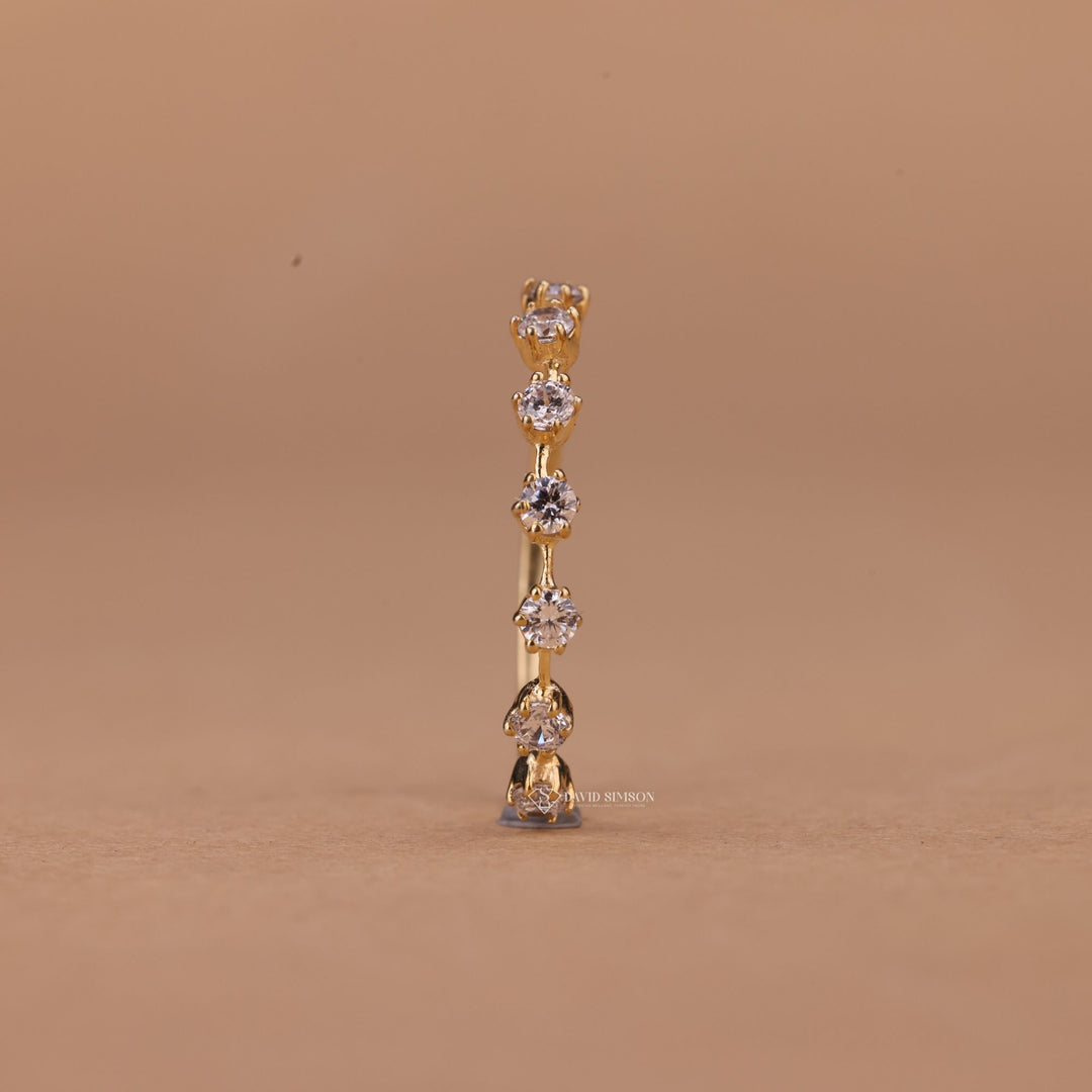 Round Cut Moissanite Diamond Petite Wedding Band